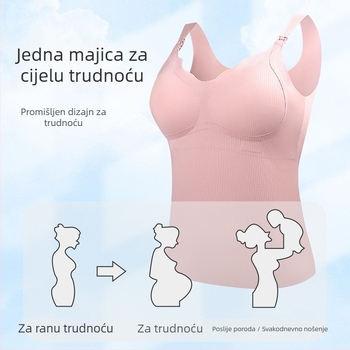 Dojenje grudnjak-top s fiksnim dvostrukim trakama, tanke oblikovane košarice, jednodelni dizajn, najlon tkanina s poliesterom 70–80%