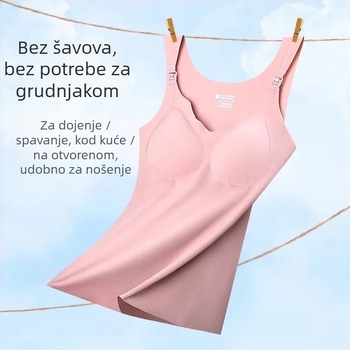 Dojenje grudnjak-top s fiksnim dvostrukim trakama, tanke oblikovane košarice, jednodelni dizajn, najlon tkanina s poliesterom 70–80%