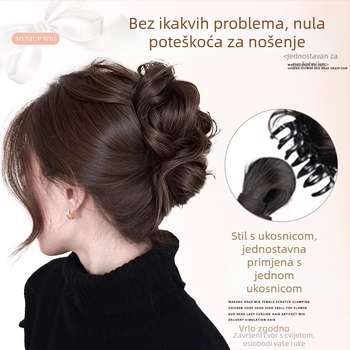 Perika s repom i hvatanjem, model cvjetna pupoljka kugla, žica visoke temperature, mehanizam, za dame, nije za bojanje ili uvijanje