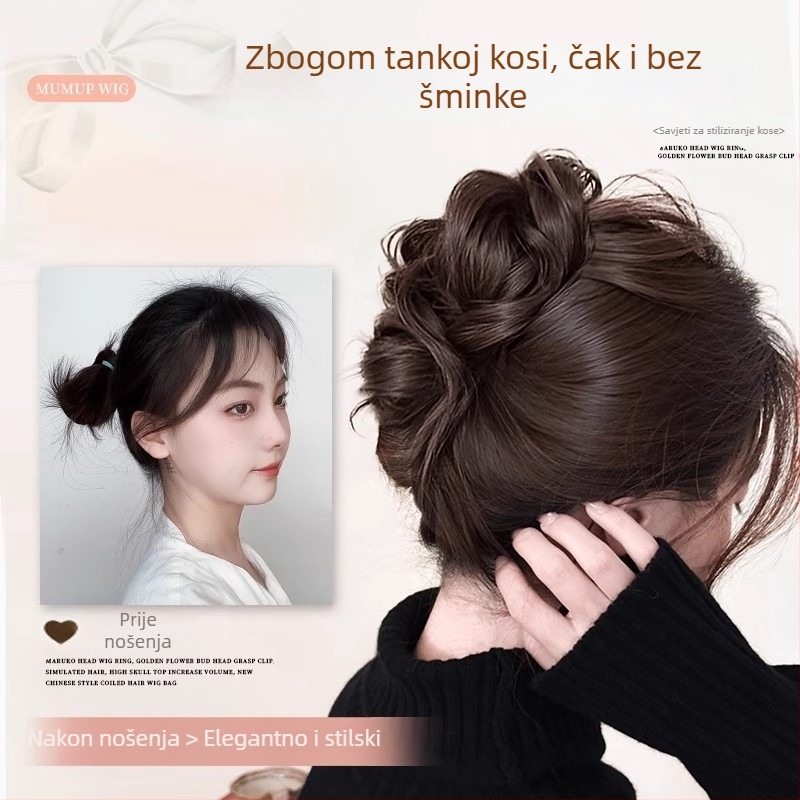 Perika s repom i hvatanjem, model cvjetna pupoljka kugla, žica visoke temperature, mehanizam, za dame, nije za bojanje ili uvijanje