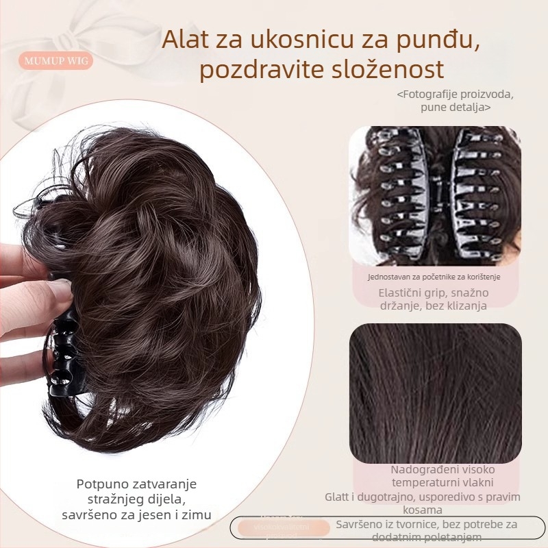 Perika s repom i hvatanjem, model cvjetna pupoljka kugla, žica visoke temperature, mehanizam, za dame, nije za bojanje ili uvijanje