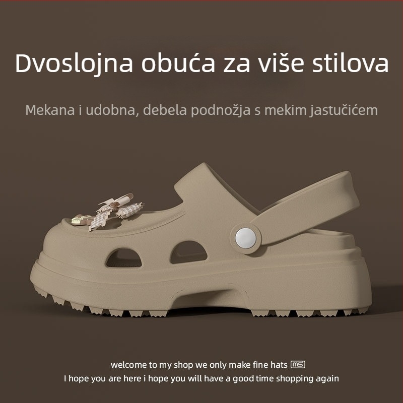 Ženske EVA perforirane sandale s debelim potplatom oko 8 cm, prozračne, povećavaju visinu, EVA gornji dio, injekcijski oblikovana podloga