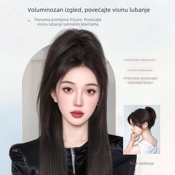 Klip-in ekstenzija za rep, ravni stil, ručna izrada, materijal kose: visoko temperirana svila, model Latin Curly Ponytail