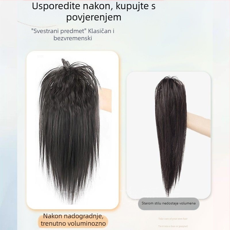 Klip-in ekstenzija za rep, ravni stil, ručna izrada, materijal kose: visoko temperirana svila, model Latin Curly Ponytail