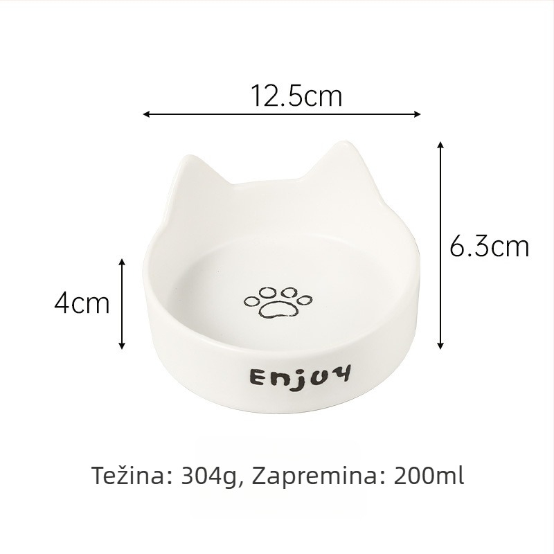 Keramička zdjela za mačke, zdjela za hranu i vodu, s anti-tip dizajnom, autorizirana privatna marka