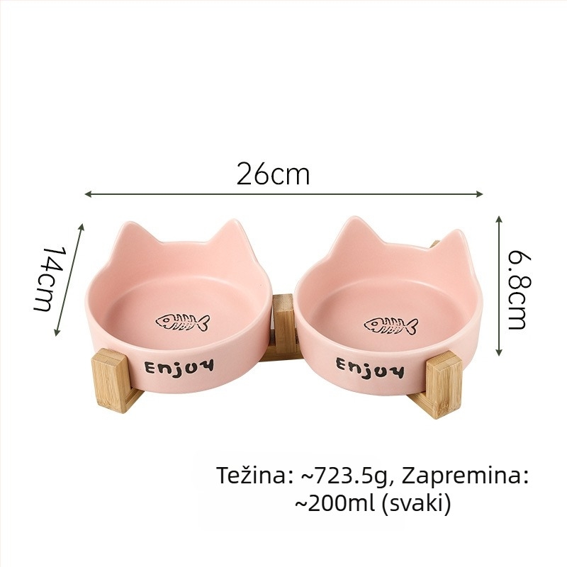 Keramička zdjela za mačke, zdjela za hranu i vodu, s anti-tip dizajnom, autorizirana privatna marka