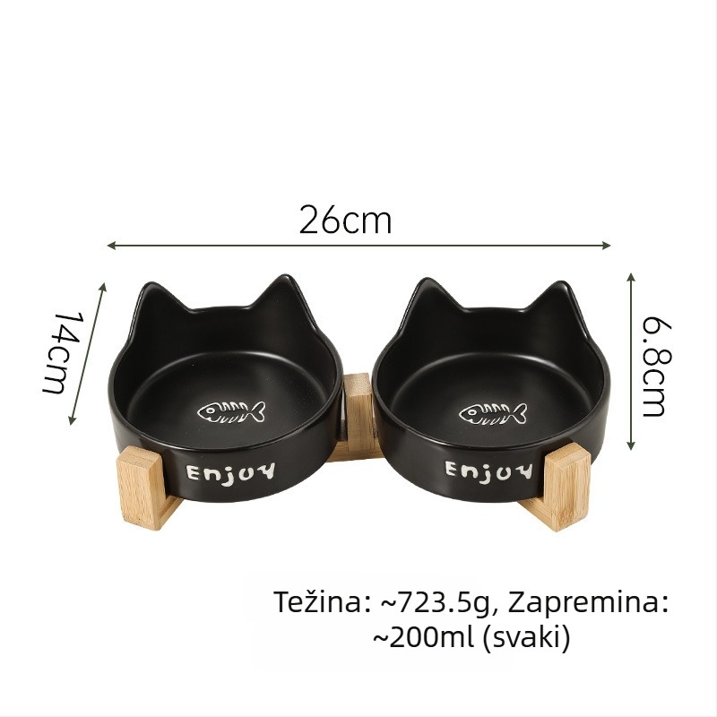 Keramička zdjela za mačke, zdjela za hranu i vodu, s anti-tip dizajnom, autorizirana privatna marka