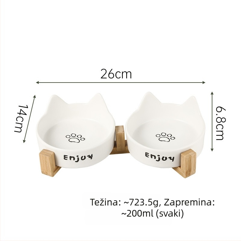 Keramička zdjela za mačke, zdjela za hranu i vodu, s anti-tip dizajnom, autorizirana privatna marka