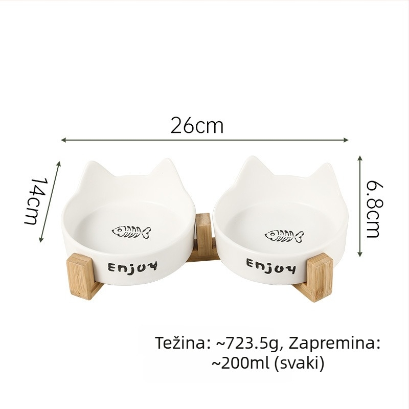 Keramička zdjela za mačke, zdjela za hranu i vodu, s anti-tip dizajnom, autorizirana privatna marka