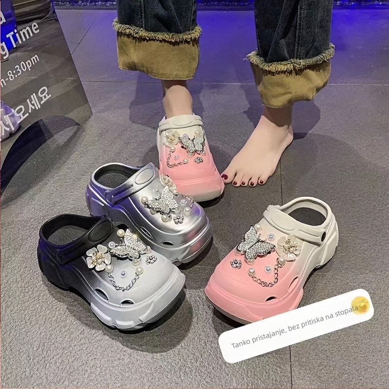 Ženske Crocs-stil sandale s EVA gornjim dijelom i EVA potplatom, 7 cm platforma, lagane i protuklizne