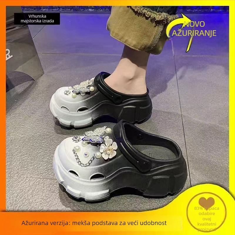 Ženske Crocs-stil sandale s EVA gornjim dijelom i EVA potplatom, 7 cm platforma, lagane i protuklizne