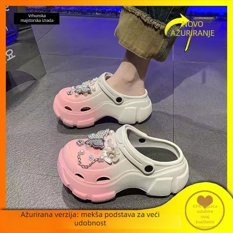 Ženske Crocs-stil sandale s EVA gornjim dijelom i EVA potplatom, 7 cm platforma, lagane i protuklizne