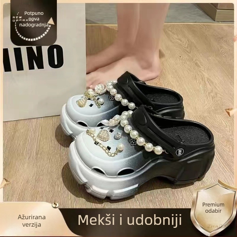 Ženske Crocs-stil sandale s EVA gornjim dijelom i EVA potplatom, 7 cm platforma, lagane i protuklizne