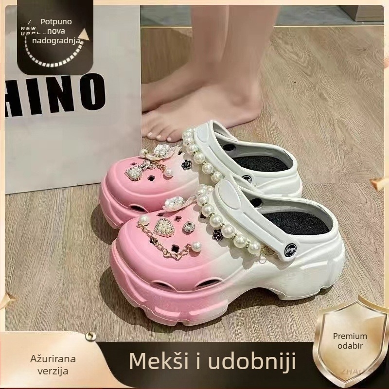 Ženske Crocs-stil sandale s EVA gornjim dijelom i EVA potplatom, 7 cm platforma, lagane i protuklizne