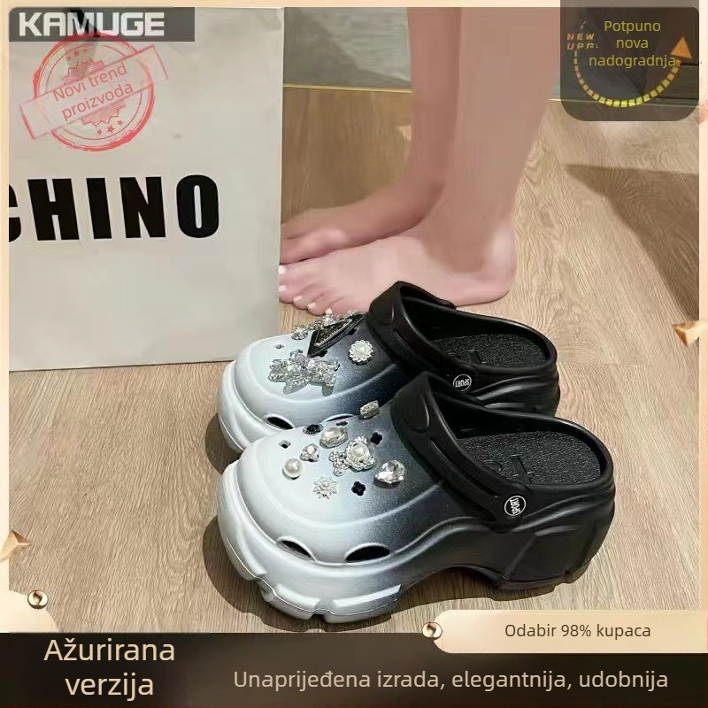 Ženske Crocs-stil sandale s EVA gornjim dijelom i EVA potplatom, 7 cm platforma, lagane i protuklizne