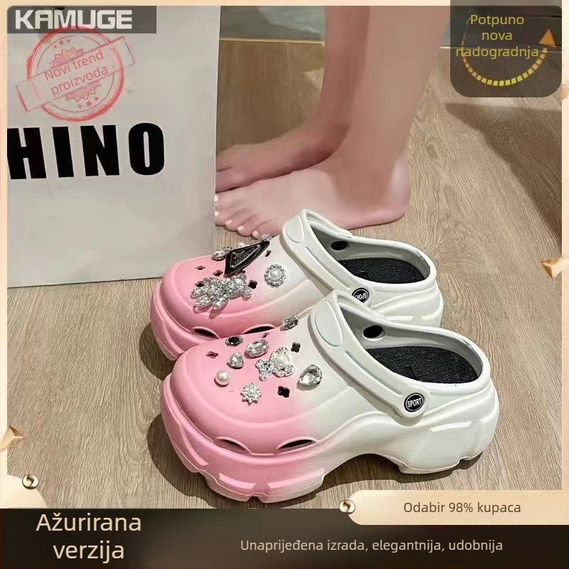 Ženske Crocs-stil sandale s EVA gornjim dijelom i EVA potplatom, 7 cm platforma, lagane i protuklizne