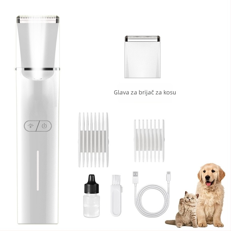 Električni grooming alat za kućne ljubimce s LED svjetlom, model 2406A, kućište od ABS-a, za pse i mačke, pakiranje 48 komada.