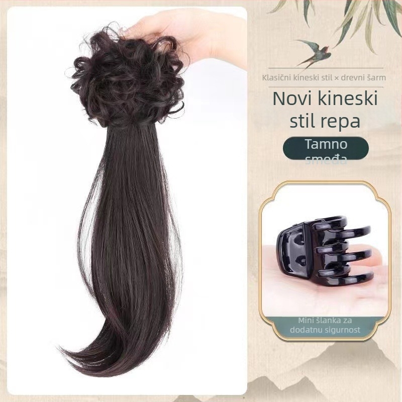 Perika s konjskim repom, vlakna otporna na visoke temperature, mehanski obrađena, za žene, Yunxiu Wig, model 1585256