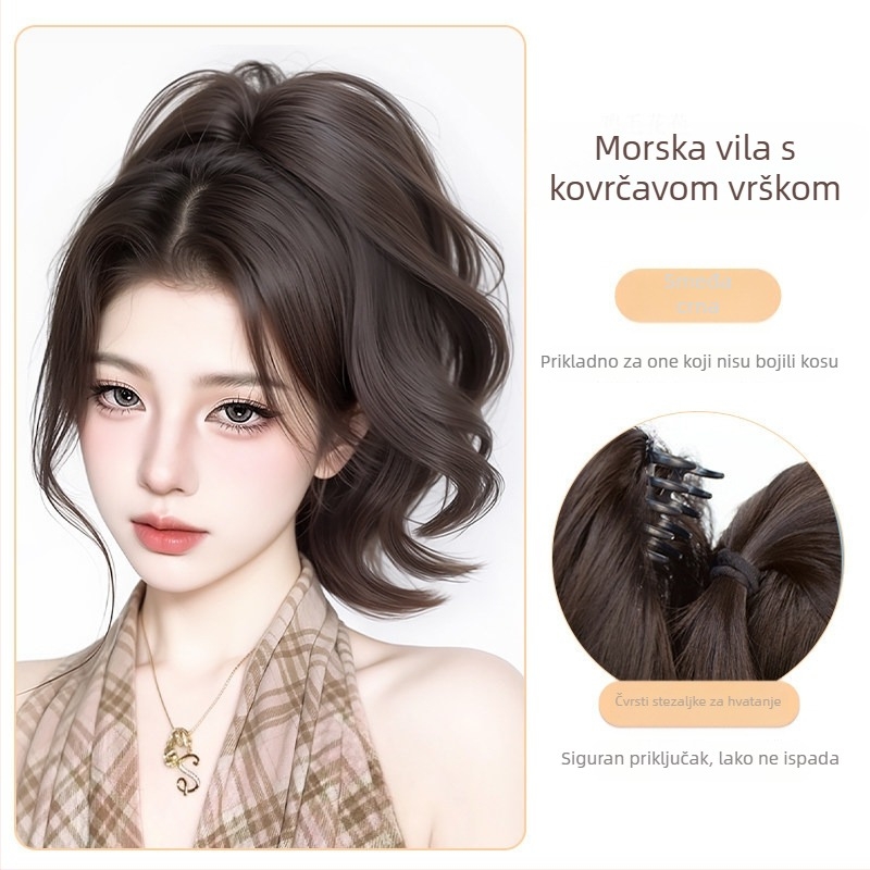Perika Mermaid Ponytail, veliki valovi, visokotemperaturni svilen materijal, mehanizam s kopčom