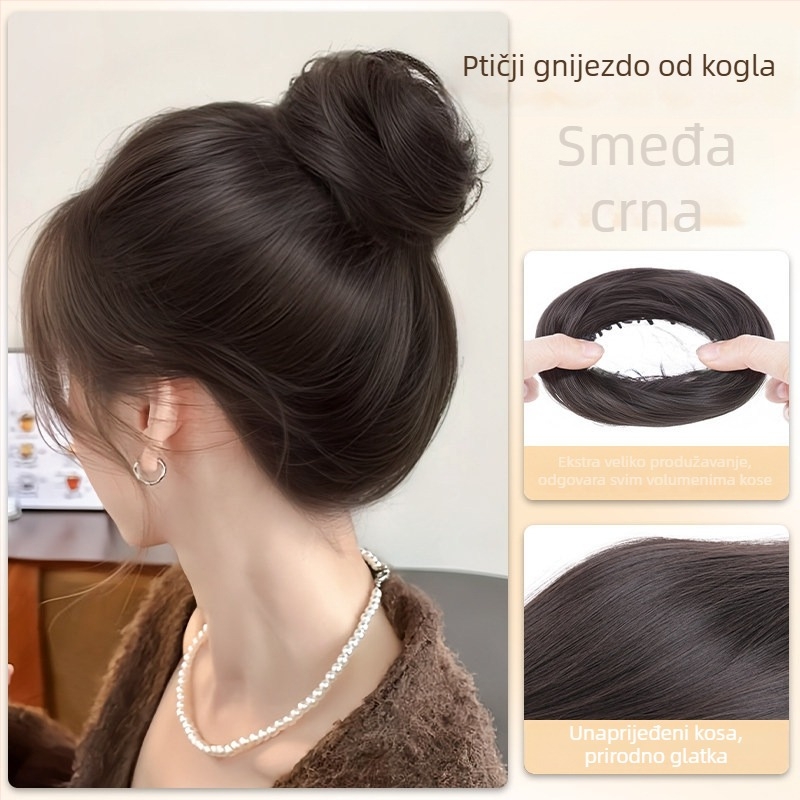 Ručno izrađena perika za rep, visokotemperaturni svileni materijal, model Bird's Nest Hair Ring, nije za bojanje
