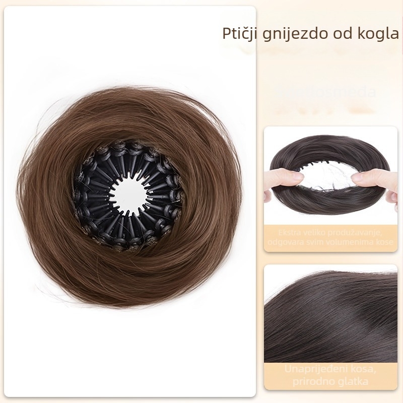 Ručno izrađena perika za rep, visokotemperaturni svileni materijal, model Bird's Nest Hair Ring, nije za bojanje
