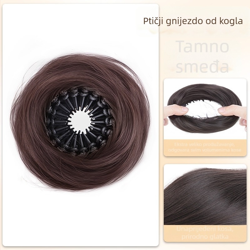 Ručno izrađena perika za rep, visokotemperaturni svileni materijal, model Bird's Nest Hair Ring, nije za bojanje