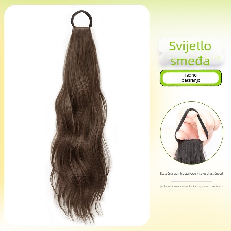 Perika za ponytail s dugom pletenom kosom, prirodan izgled, dvostruka repa, vlakna otporna na visoke temperature (ne može se bojiti ili oblikovati)