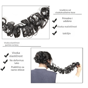 Perika s repom i gumom za kosu – Tuoju, vlakna visoke temperature, model Wrap hair tie, nije moguće trajno bojiti ili peglati