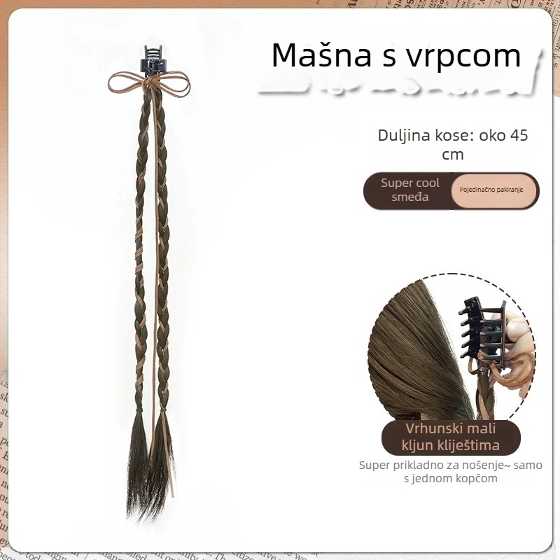 Bow perika rep s pletenicom – vlakna otporna na toplinu, kosa u snopovima, za žene