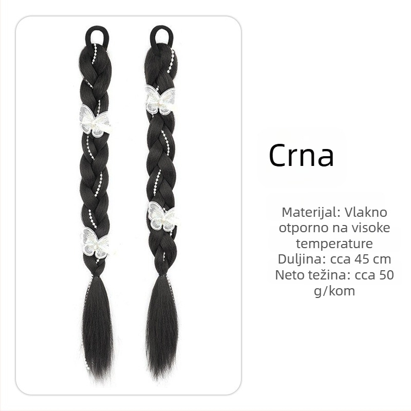 Perika s dvostrukom repom i pletenicom Pearl Bow Twist, ručna izrada, vlakna otporna na visoke temperature, brend Fragrant
