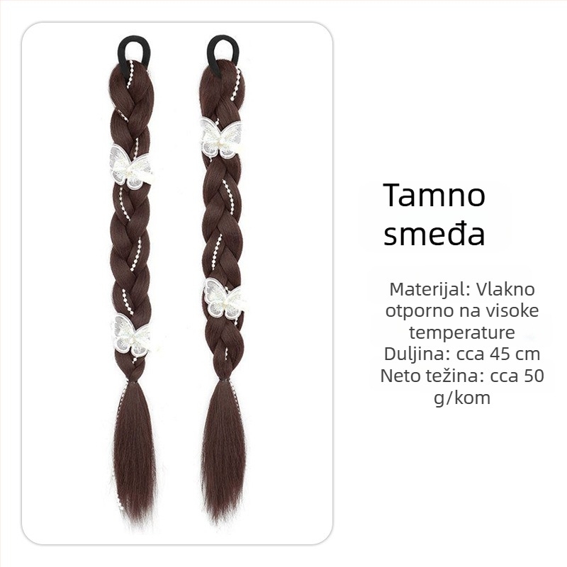 Perika s dvostrukom repom i pletenicom Pearl Bow Twist, ručna izrada, vlakna otporna na visoke temperature, brend Fragrant