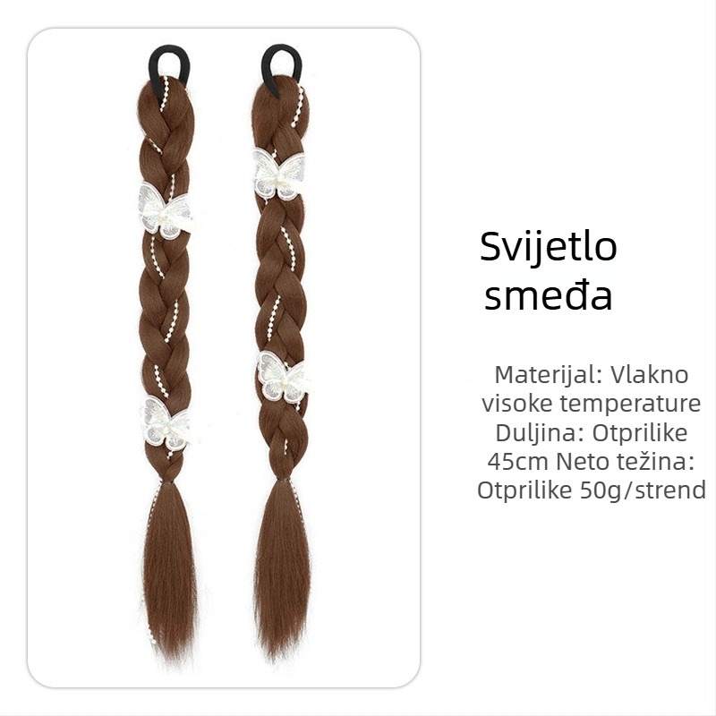 Perika s dvostrukom repom i pletenicom Pearl Bow Twist, ručna izrada, vlakna otporna na visoke temperature, brend Fragrant