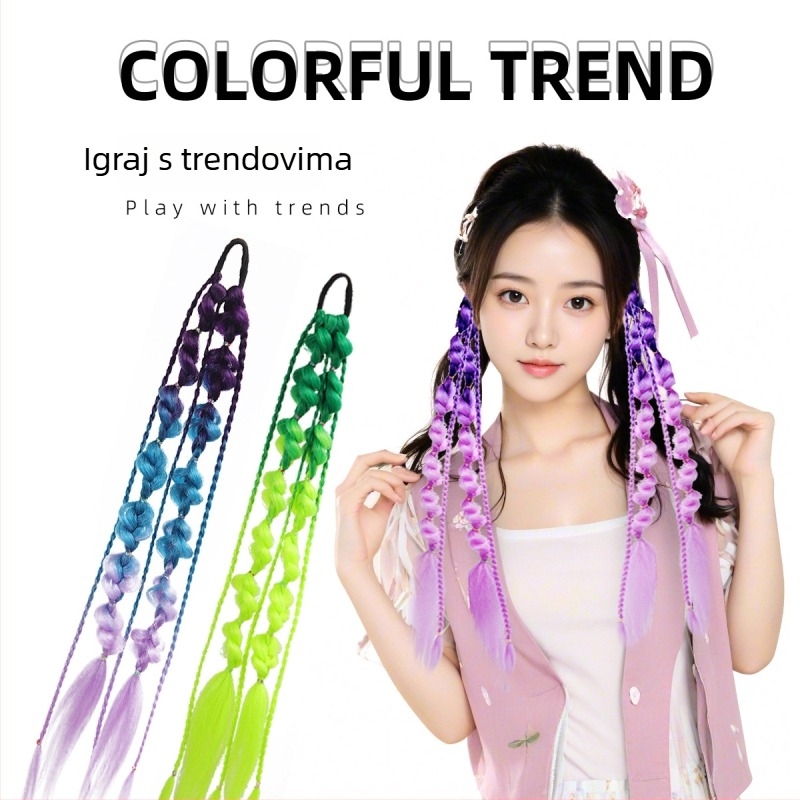 Fujia perika s ponytail Lantern Bubble Twist pletenicama, duga, ručno tkana, visokotemperaturna žica, nije pogodno za vruće bojanje