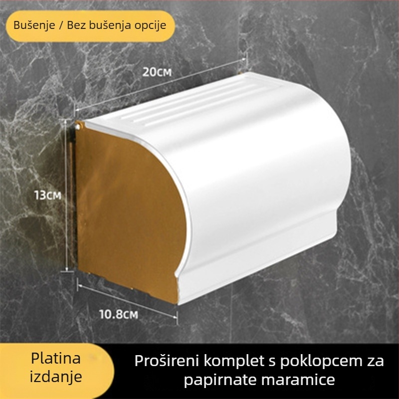 Držač ručnika za kupaonicu, sklapan, bez bušenja, aluminijska legura s platinskim završetkom, 2 sloja