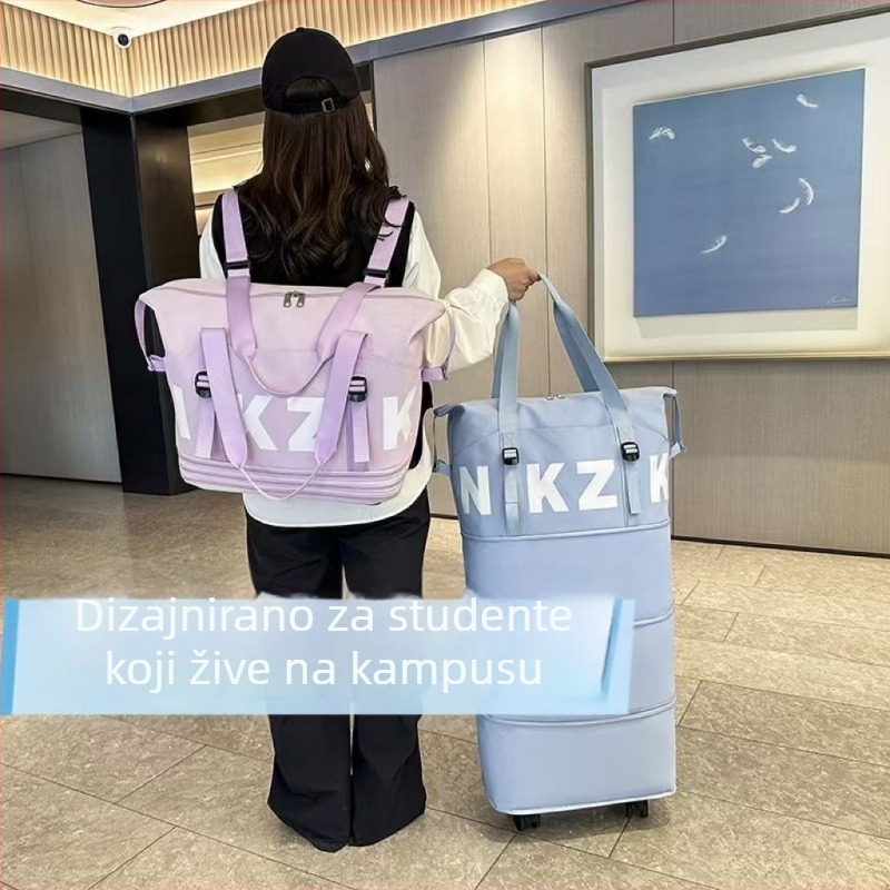 Nkzk Ruksak s kotačićima za putovanja, kapacitet 20–35L, Oxford tkanina, vodootporan i otporan na habanje, podjela suho-mokro, unisex, za školsku upotrebu