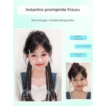 Perika s repom u kineskom stilu, klipsa za pričvršćivanje bun, prirodno i realistično pahuljasto pletenje, model Dragon Beard Boxing Braid, Kaifei, materijal: vlakna otporna na visoke temperature, proces: mehanizam, nije dopušteno bojanje ili trajna obrada