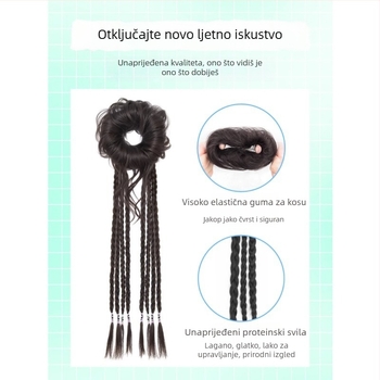 Perika s repom u kineskom stilu, klipsa za pričvršćivanje bun, prirodno i realistično pahuljasto pletenje, model Dragon Beard Boxing Braid, Kaifei, materijal: vlakna otporna na visoke temperature, proces: mehanizam, nije dopušteno bojanje ili trajna obrada