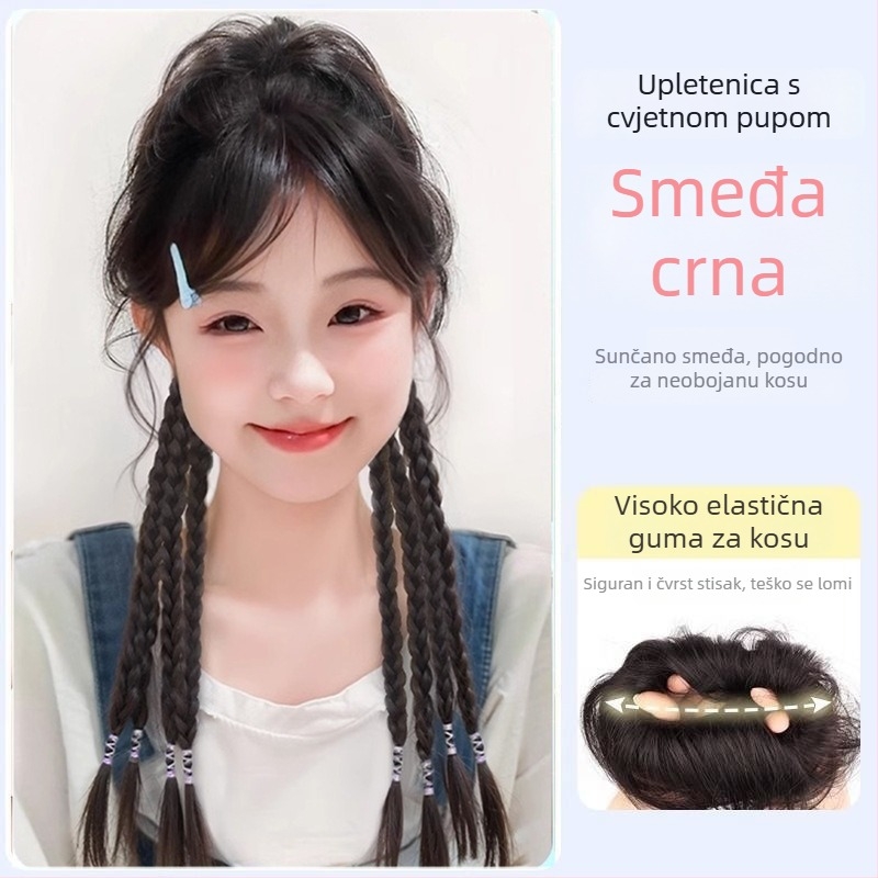 Perika s repom u kineskom stilu, klipsa za pričvršćivanje bun, prirodno i realistično pahuljasto pletenje, model Dragon Beard Boxing Braid, Kaifei, materijal: vlakna otporna na visoke temperature, proces: mehanizam, nije dopušteno bojanje ili trajna obrada