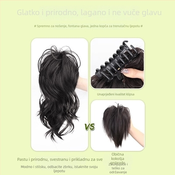 Perika s repom i klipsom, vodopadni ravni stil, vlakna otporna na visoke temperature, mehanizam konstrukcije, model grapple clip waterfall straight ponytail