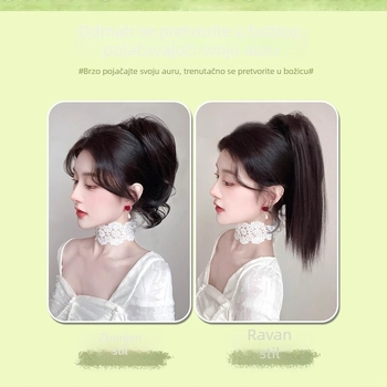 Perika s repom i klipsom, vodopadni ravni stil, vlakna otporna na visoke temperature, mehanizam konstrukcije, model grapple clip waterfall straight ponytail