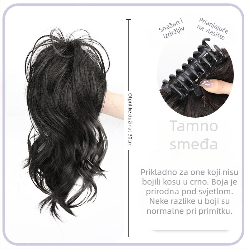Perika s repom i klipsom, vodopadni ravni stil, vlakna otporna na visoke temperature, mehanizam konstrukcije, model grapple clip waterfall straight ponytail