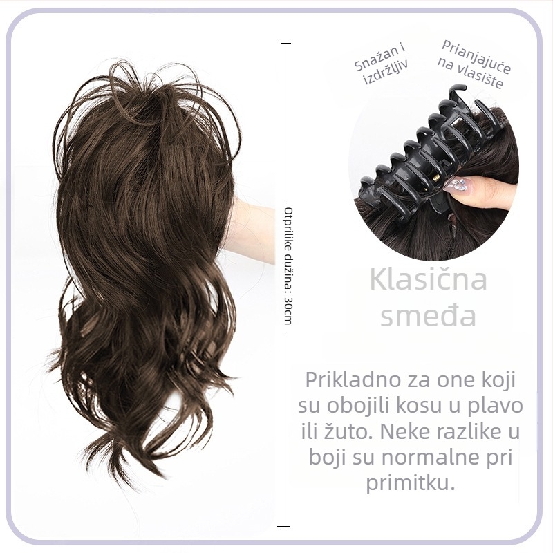 Perika s repom i klipsom, vodopadni ravni stil, vlakna otporna na visoke temperature, mehanizam konstrukcije, model grapple clip waterfall straight ponytail