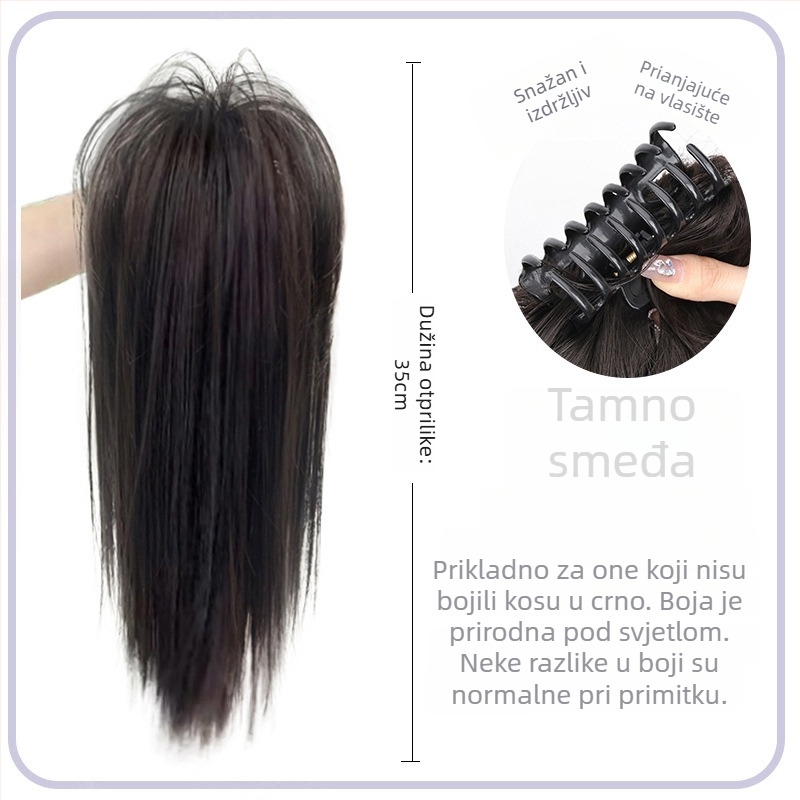 Perika s repom i klipsom, vodopadni ravni stil, vlakna otporna na visoke temperature, mehanizam konstrukcije, model grapple clip waterfall straight ponytail