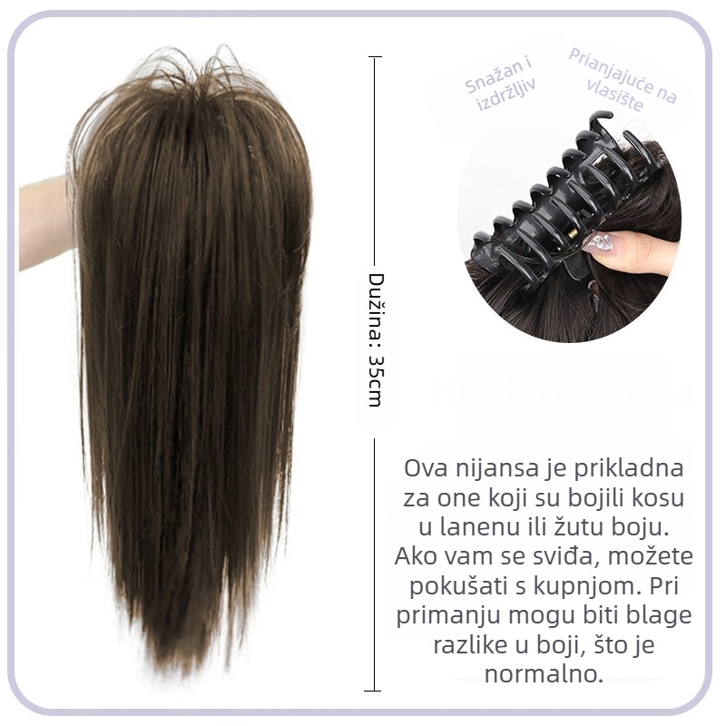 Perika s repom i klipsom, vodopadni ravni stil, vlakna otporna na visoke temperature, mehanizam konstrukcije, model grapple clip waterfall straight ponytail