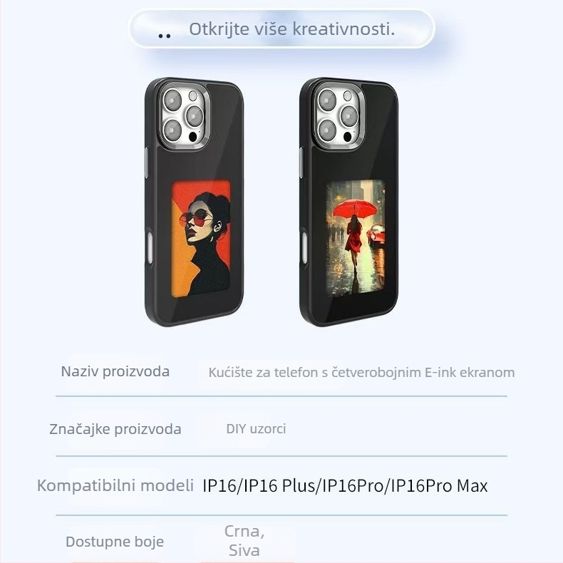 Maska za telefon s Ink Screen i NFC projekcijom, mat TPU, prilagodljiva, otporna na udarce i habanje, kompatibilna s linijom iPhone 13–17 Pro Max