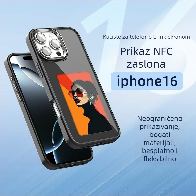 Maska za telefon s Ink Screen i NFC projekcijom, mat TPU, prilagodljiva, otporna na udarce i habanje, kompatibilna s linijom iPhone 13–17 Pro Max