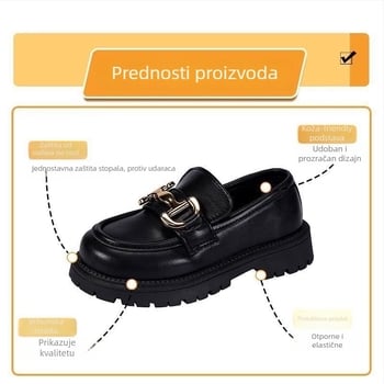 Djevojčice kožne loaferice – princes stil, protuklizna potplata; PU vamp, kožna podstava, EVA ulošak, gumeni potplat