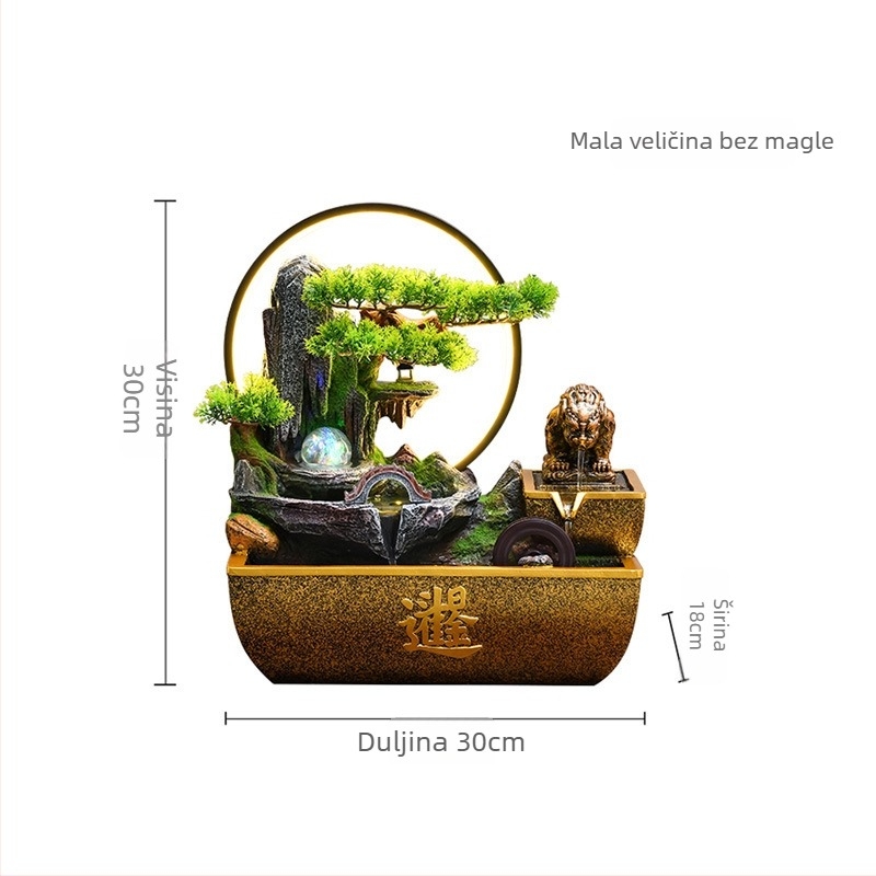 Stolni fontan dekor od smole s tekućom vodom, Feng Shui kotač, ručno izrađeno, inkjet ispis, Novi kineski stil.