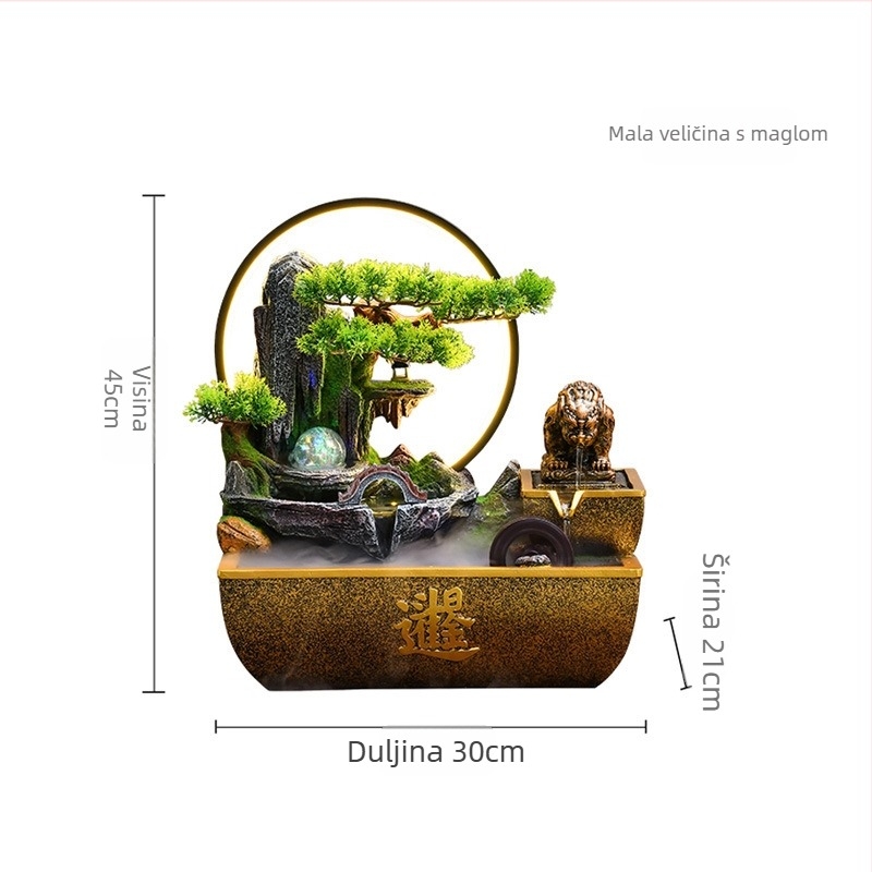 Stolni fontan dekor od smole s tekućom vodom, Feng Shui kotač, ručno izrađeno, inkjet ispis, Novi kineski stil.
