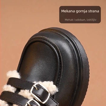 Dječje cipele za djevojčice od PU kože sa Velcro zatvaračem, podstava od umjetne dlake i gumena potplat, zimske